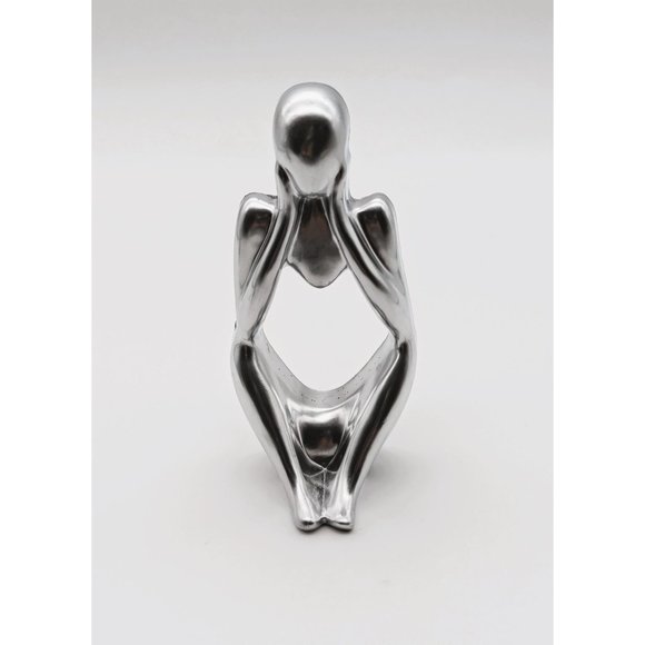 The Thinker Trio Shiny Silver Colored Figurines from Resin Handmade NEW - Picture 6 of 10